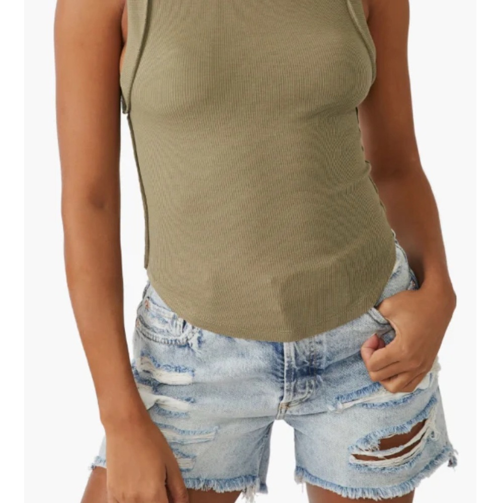 Free People| We The Free Olive Ribbed Crewneck Tank Top XS - Picture 3 of 10